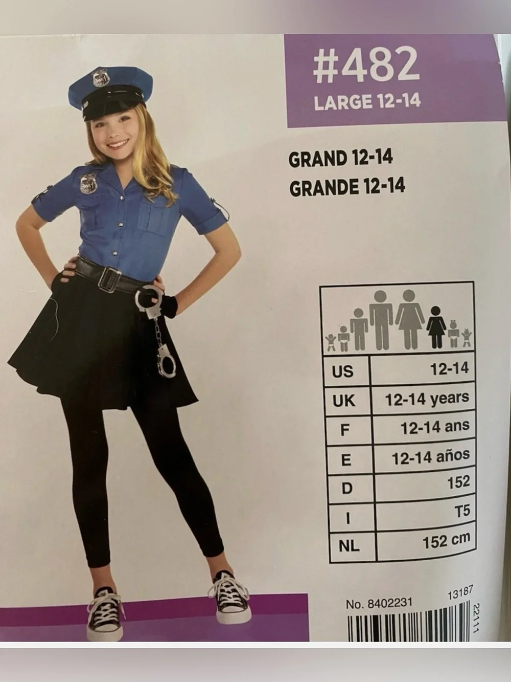 Girls Halloween Costume Cop Cutie (Size: Large 12-14)